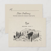 Charcoal Sketched Italy Winery Wedding RSVP Kaartje (Voorkant / Achterkant)