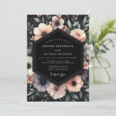 Charcoal Somber Anemone Wedding Kaart (Staand voorkant)
