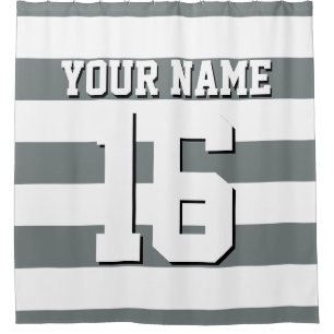 Charcoal Sports Jersey Preppy Stripe Douchegordijn