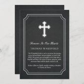 Charcoal Stone White Cross Memorial kondiging Kaart (Voorkant / Achterkant)