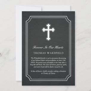 Charcoal Stone White Cross Memorial kondiging Kaart