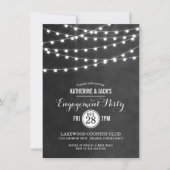 Charcoal String Lights verlovingsfeestuitnodiging Kaart (Voorkant)