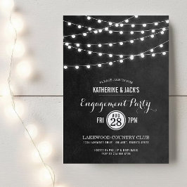Charcoal String Lights verlovingsfeestuitnodiging Kaart
