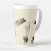 Charcoal Strokes Pattern | Minimal Beige Abstract Latte Mok (Rechterhoek)