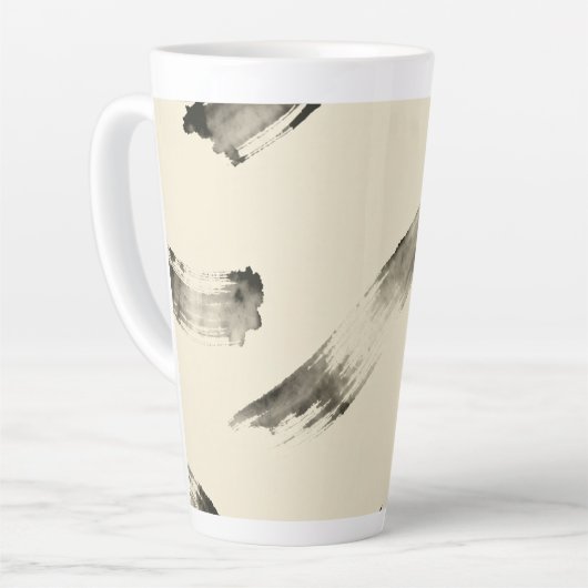 Charcoal Strokes Pattern | Minimal Beige Abstract Latte Mok (Linkerhoek)