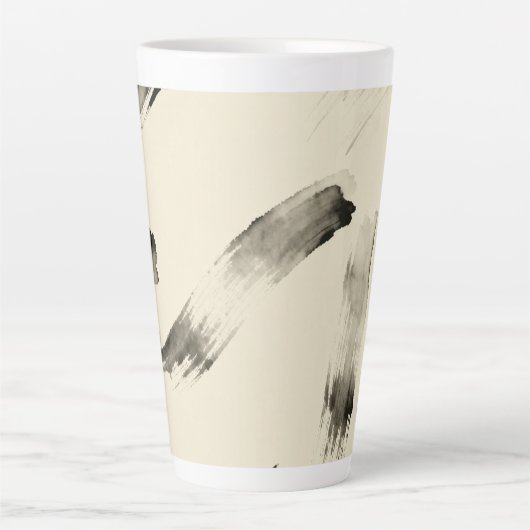 Charcoal Strokes Pattern | Minimal Beige Abstract  Latte Mok (Voorkant)