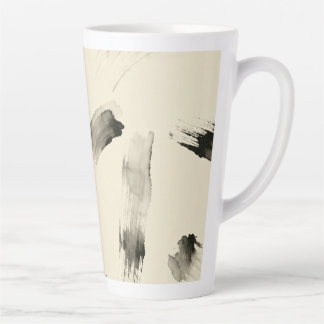 Charcoal Strokes Pattern | Minimal Beige Abstract Latte Mok