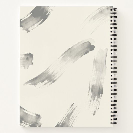 Charcoal Strokes Pattern | Minimal Beige Abstract Notitieboek (Achterkant)