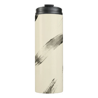 Charcoal Strokes Pattern | Minimal Beige Abstract Thermosbeker