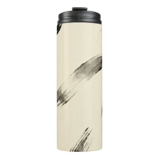 Charcoal Strokes Pattern | Minimal Beige Abstract Thermosbeker (Voorkant)