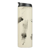 Charcoal Strokes Pattern | Minimal Beige Abstract Thermosbeker (Geroteerd rechts)