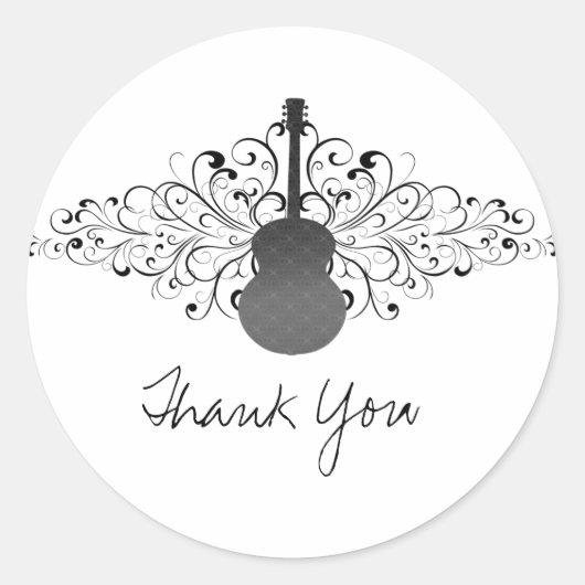 Charcoal Swirls Guitar Dank je Stickers (Voorkant)