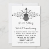 Charcoal Swirls Guitar Wedding Invitation Kaart (Voorkant)