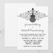 Charcoal Swirls Guitar Wedding Invitation Kaart (Voorkant / Achterkant)