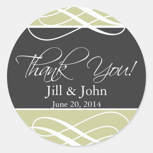 Charcoal Taupe Thank You Favor Labels Wedding (Voorkant)