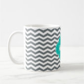 Charcoal Thin Chevron Blauwgroen Quatrefoil 3 Mono Koffiemok (Links)