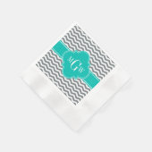 Charcoal Thin Chevron Blauwgroen Quatrefoil 3 Mono Servetten (Hoek)