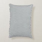 Charcoal Thin Chevron Navy Quatrefoil 3 Monogram Accent Kussen (Achterkant (Verticaal))