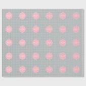 Charcoal Thin Chevron Pink Quatrefoil 3 Monogram Cadeaupapier (Vlak)