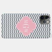 Charcoal Thin Chevron Pink Quatrefoil 3 Monogram Case-Mate iPhone Case (Achterkant (horizontaal))