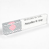 Charcoal Thin Chevron Pink Quatrefoil 3 Monogram Naambordje