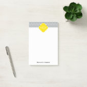 Charcoal Thin Chevron Yellow Quatrefoil 3 Monogram Post-it® Notes (Kantoor)