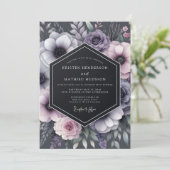Charcoal Twilight Anemone Wedding Kaart (Staand voorkant)