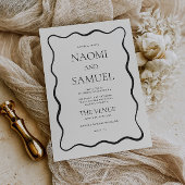 Charcoal Wavy Border Wedding Kaart
