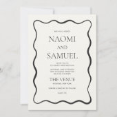 Charcoal Wavy Border Wedding Kaart (Voorkant)