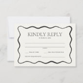 Charcoal Wavy Border Wedding RSVP Kaartje (Voorkant)
