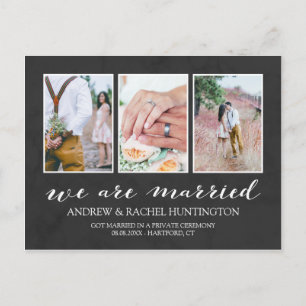 Charcoal Wedding Announding Foto Collage Aankondigingskaart