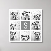 Charcoal White 8 Photo Collage Custom Monogram Canvas Afdruk (Voorkant)