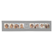 Charcoal White 8 Photo Collage Custom Monogram Korte Tafelloper (Horizontaal)