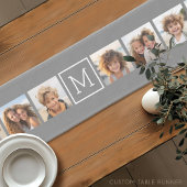 Charcoal White 8 Photo Collage Custom Monogram Korte Tafelloper