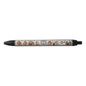Charcoal White 8 Photo Collage Custom Monogram Zwarte Inkt Pen (Voorkant)