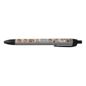 Charcoal White 8 Photo Collage Custom Monogram Zwarte Inkt Pen (Bodem)