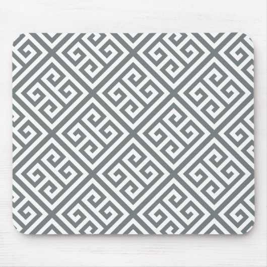 Charcoal White Med Greek Key Diag T Patroon #1 Muismat (Voorkant)