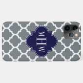 Charcoal White Moroccan #5 Navy 3 Initiaal Monogra Case-Mate iPhone Case (Achterkant (horizontaal))