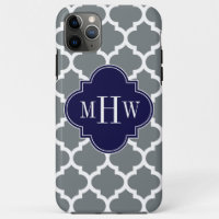 Charcoal White Moroccan #5 Navy 3 Initiaal Monogra