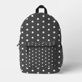 Charcoal & White Polka Dot Backpack – Urban Edge Bedrukte Rugzak