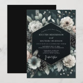 Charcoal Wintry Pine Wedding Kaart (Voorkant / Achterkant)