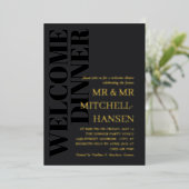 Charcoal Zwart & Goud Typografie Welkomstdiner Folie Uitnodiging (Staand Voorkant)