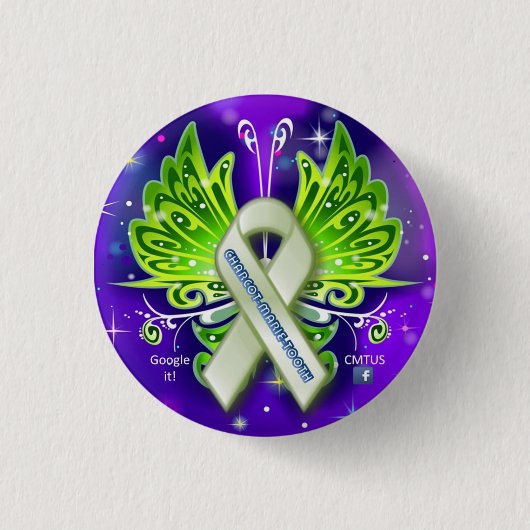 Charcot-Marie-Tooth (CMT) Awareness Ribbon Ronde Button 3,2 Cm (Voorkant)