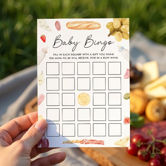 Charcuterie Baby Shower Bingo Card Kaart