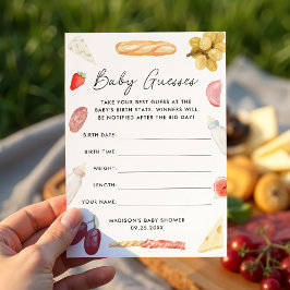 Charcuterie Baby shower Guessing Game Kaart