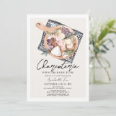 Charcuterie Board Black Gingham Vrijgezellenfeest Kaart (Staand voorkant)