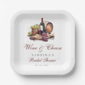 Charcuterie Board Wijn en Vrijgezellenfeest op kaa Papieren Bordje (Voorkant)