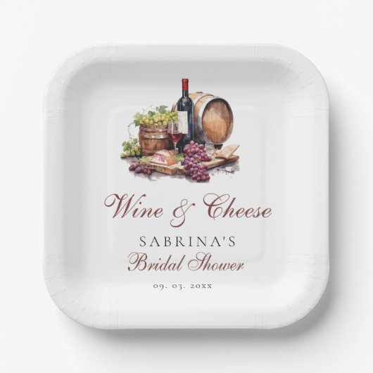 Charcuterie Board Wijn en Vrijgezellenfeest op kaa Papieren Bordje (Voorkant)