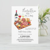 Charcuterie Board Wijn Kaas Paren Douche Foto Kaart (Staand voorkant)