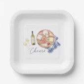 Charcuterie Board Wine & Cheers Monogram Papieren Bordje (Voorkant)
